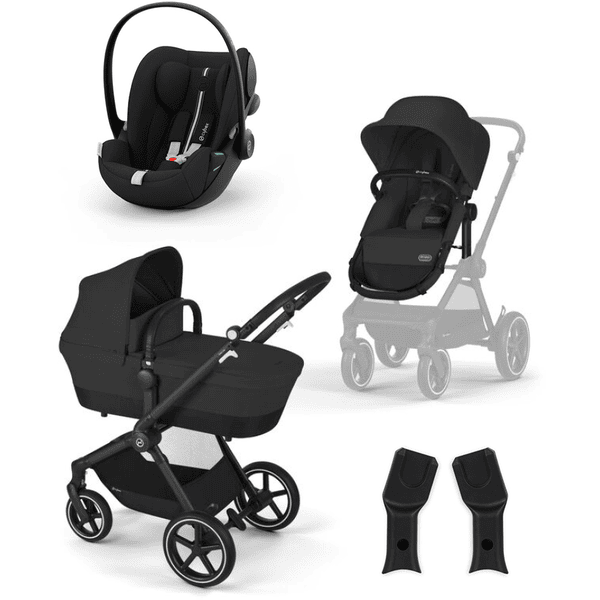 cybex GOLD Kinderwagen EOS Lux Moon Black inklusive Babyschale Cloud G i-Size Plus Moon Black und Adapter