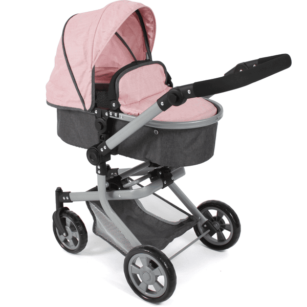BAYER CHIC 2000 Passeggino duo per bambole MIKA antracite-rosa melange