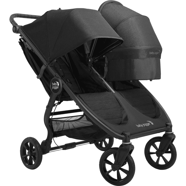 baby jogger Geschwisterwagen City Mini GT2 Double Jet schwarz inklusive Babywanne Mini GT2 Double 1 x Sicherheitsbugel und Wetterschutz babymarkt