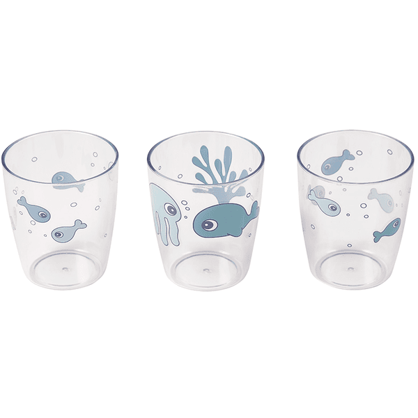 Done by Deer™ Glas Yummi mini 3-er Pack Sea friends in blau