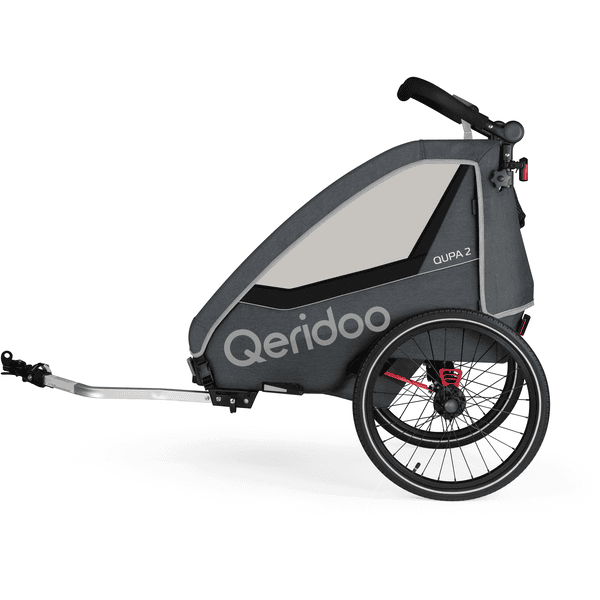 Qeridoo® Remorque de vélo enfant Qupa 2 Grey attelage cale-tête