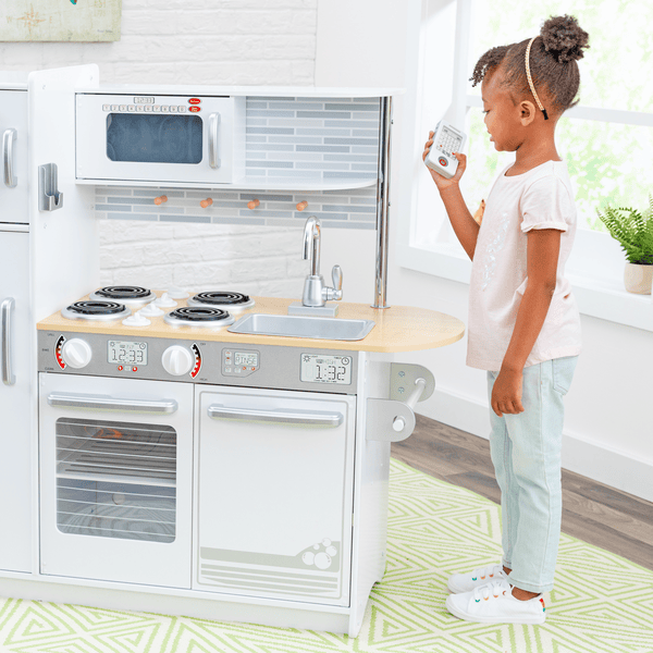 KidKraft Cucina Giocattolo in Legno Uptown Elite Bianco con Luci e Suoni  per Bambini, Giocattolo per Bambini 3+ Anni, 53437 – Giochi e Prodotti per  l'Età Evolutiva