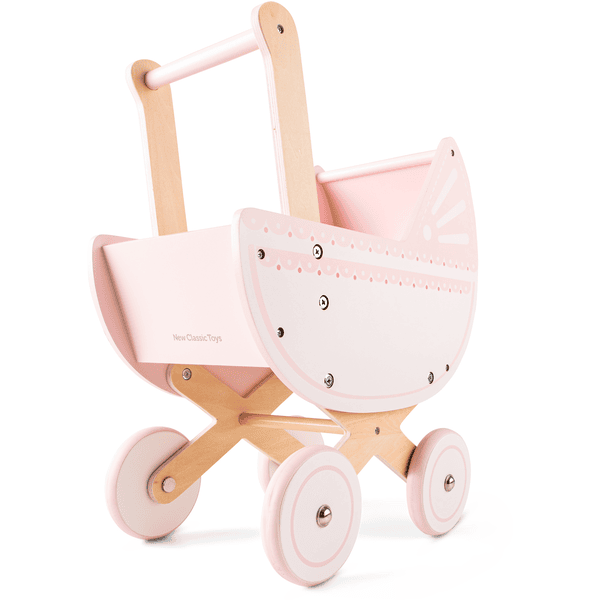 Landau de poupée en bois blanc Toy Pram