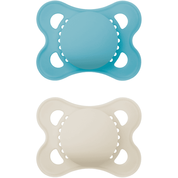 MAM Original Succhietto in silicone opaco 0-6 mesi 2 pz. in blu/beige