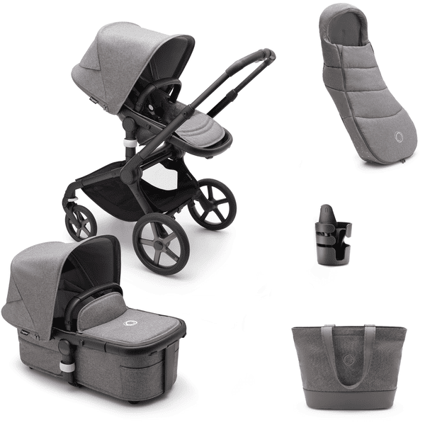 bugaboo Carro de bebé combi Fox 5 con accesorios Black /Grey Melange