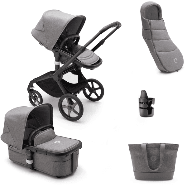 bugaboo Kombikinderwagen Fox 5 mit Zubehör Black/Grey Melange