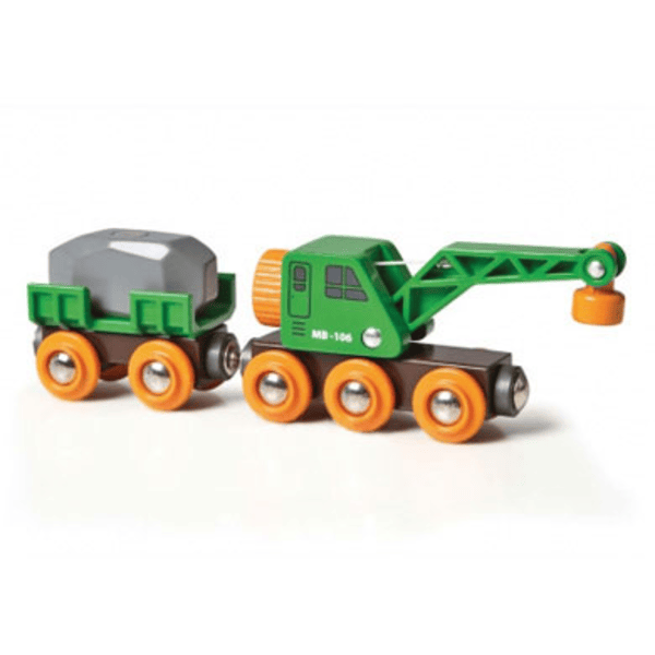 BRIO® WORLD Kranwagen mit Anhänger und Fracht 33698