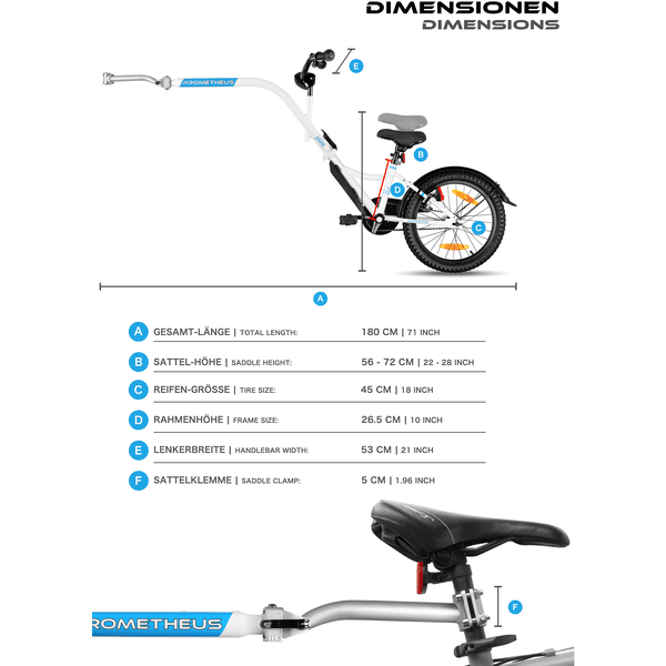 lovgivning pude Lavet af PROMETHEUS BICYCLES ® Tandem cykeltrailer 18 tommer hvid - pinkorblue.dk