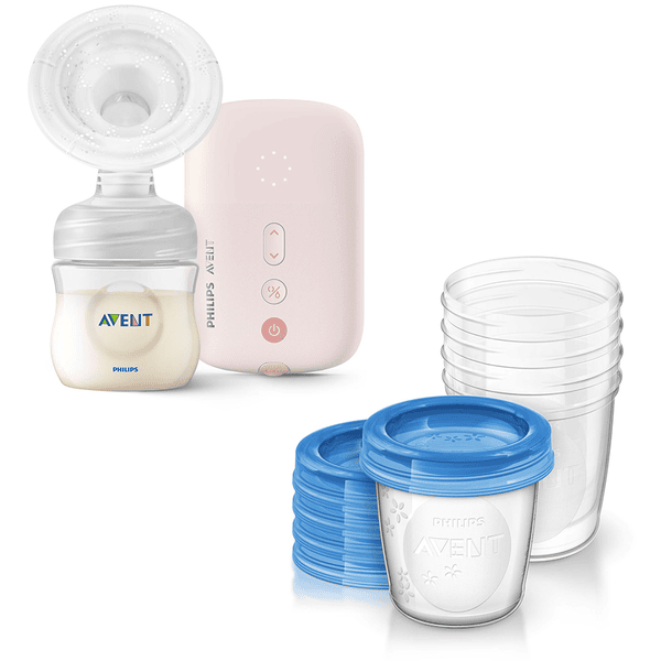 Philips Avent elektrische Milchpumpe SCF395/11 inkl. Aufbewahrungssystem für Muttermilch SCF619/05