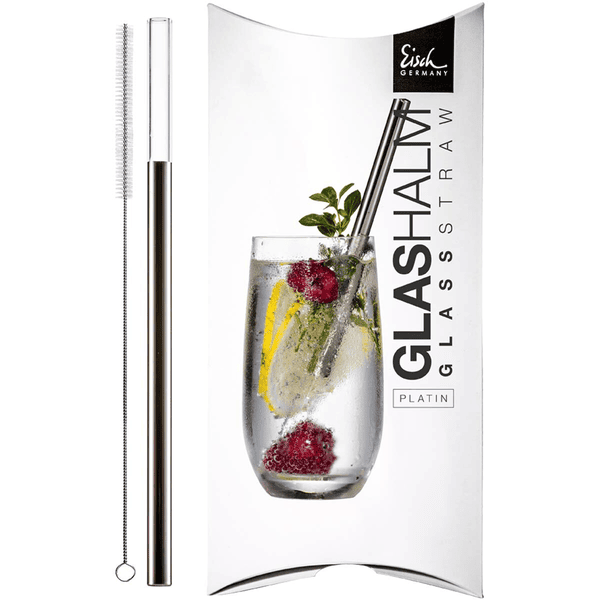 Eisch Glas-Trinkhalm Gentleman 20 cm platin