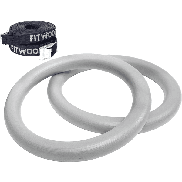 Fitwood Anneaux de gymnastique enfant ULPU, gris sangles noires