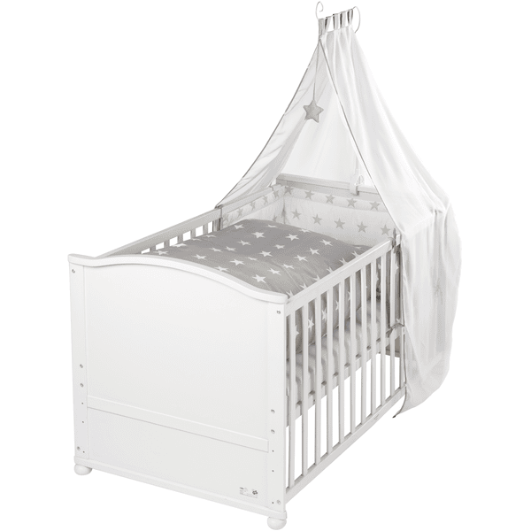 Set parure de lit bébé 60x120 cm en blanc (3 piéces)