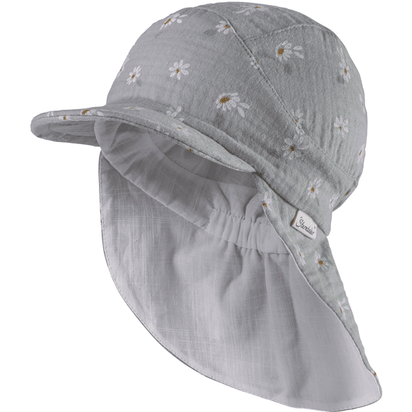 Sterntaler Gorra de visera con protección para el cuello margaritas verde piedra