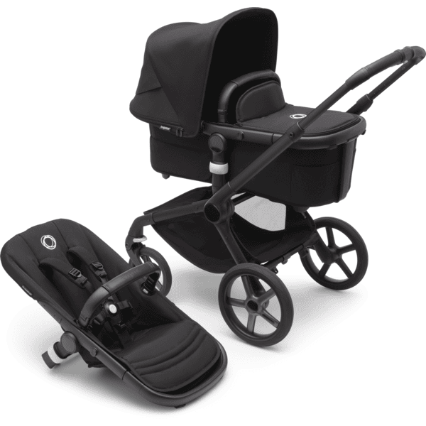 bugaboo Carro de bebé Fox 5 con capazo y asiento Black / Midnight Black 