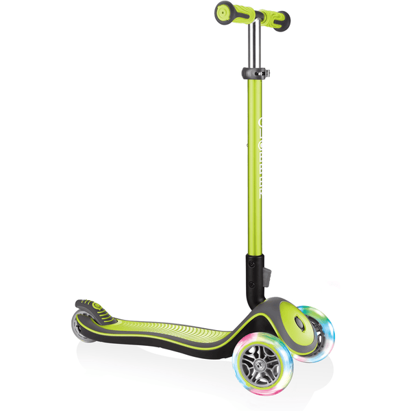 GLOBBER Scooter ELITE DELUXE LIGHTS mit Leuchtrollen, lime grün