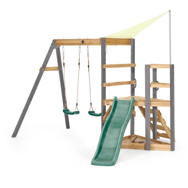 plum® Portique balançoire double Barbary toboggan bois roseoubleu.fr