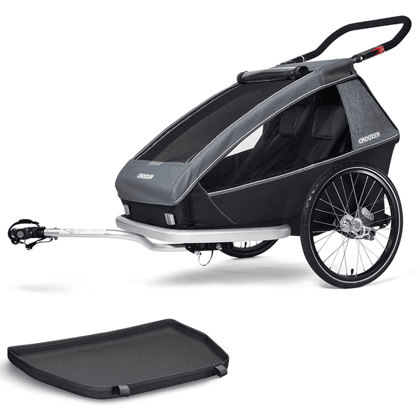 CROOZER Kinderfahrradanhänger Kid Vaaya 2 Graphite blue inklusive Fußraumschutzwanne