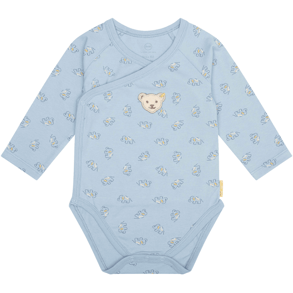 Steiff Wikkelbodysuit met lange mouwen Chambray Blauw