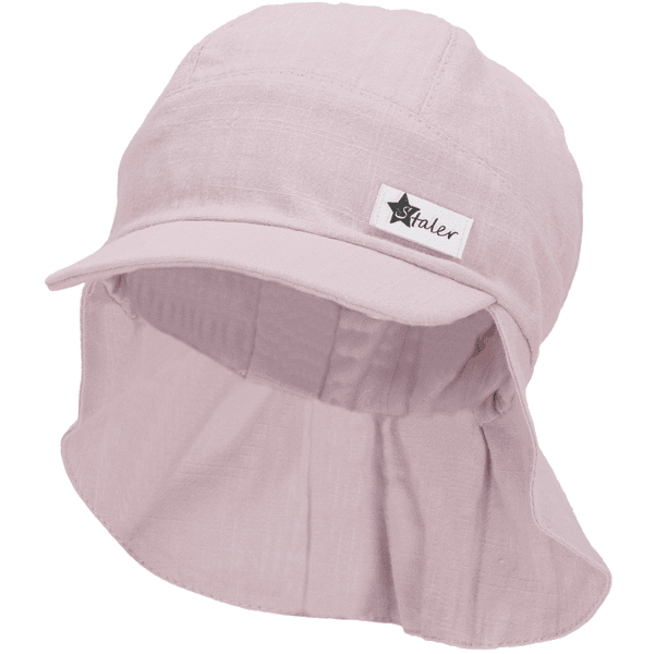 Sterntaler Peaked cap met nekbescherming linnen karakter roze 