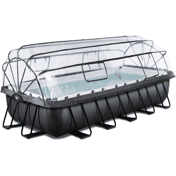 EXIT Black Leather Pool 540x250x100cm med Sand filterpumpe, overdækning og varmepumpe - sort