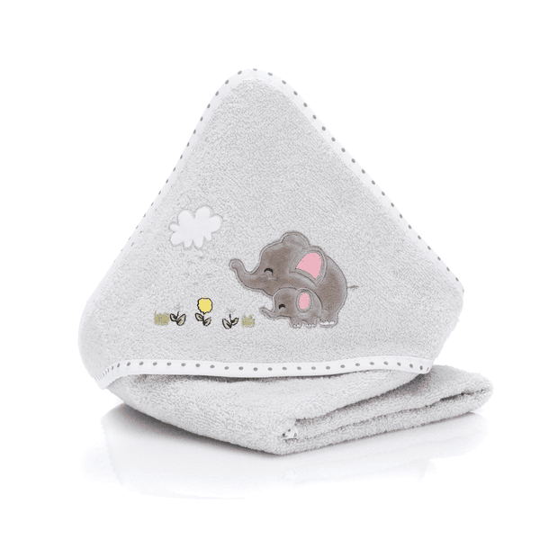 fillikid  Ręcznik kąpielowy z kapturem szary słoń 75x75 cm 