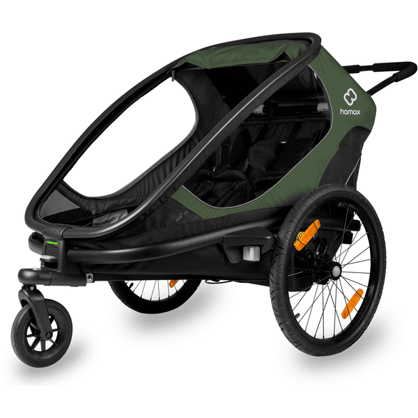 hamax Kinderfahrradanhänger Outback mit Rückenlehnenverstellung Green Black