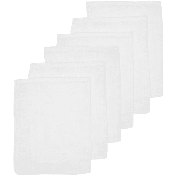 Meyco Muslin Washandjes 6-Pack Uni White 