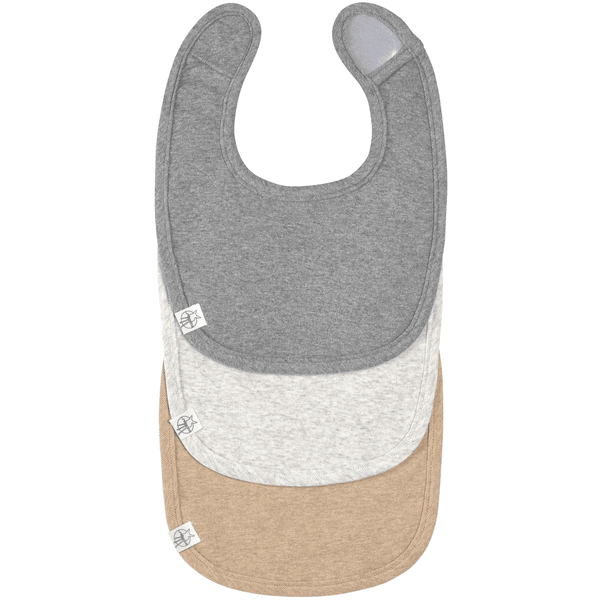 Lässig Bibs for newborn 3stk sett mørkegrå lysegrå beige