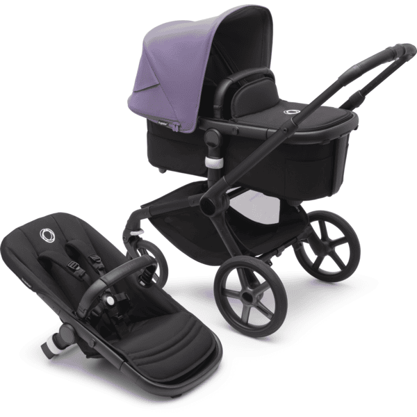 bugaboo Klapvogn Fox 5 med barneseng og sæde Black /Astro Purple 