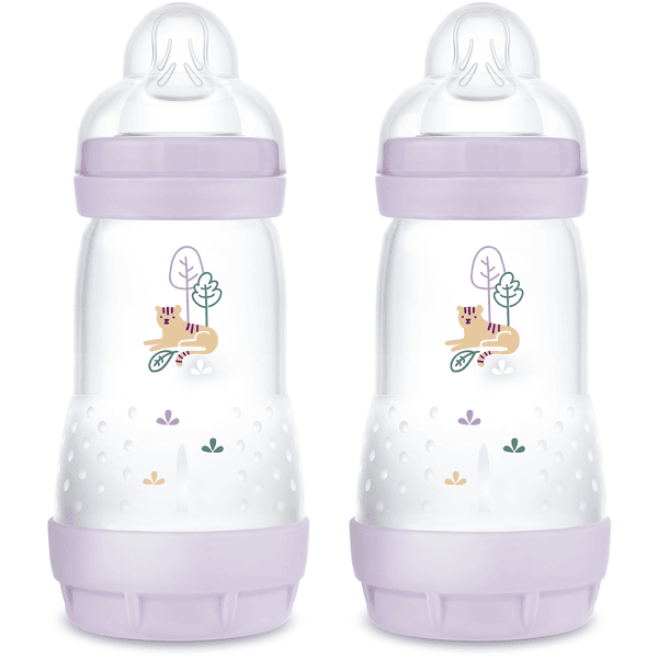 MAM Butelka dla niemowląt Easy Start Anti-Colic matt 2x 260 ml od 0 miesięcy, Tiger 