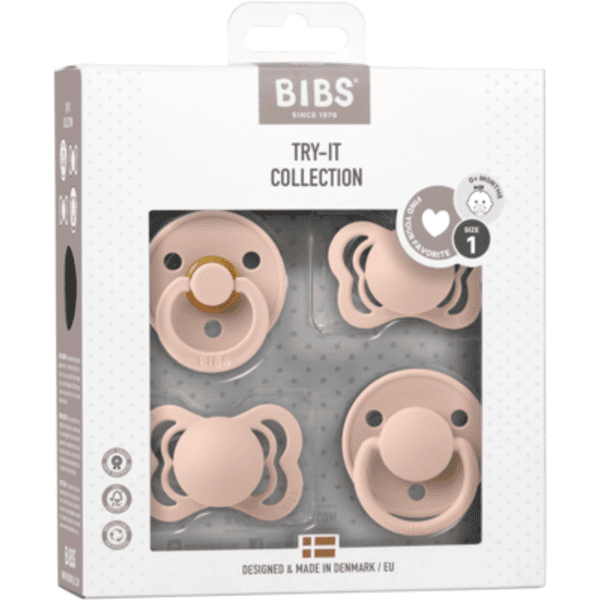 BIBS Sucette collection Try-it 0-6 m Blush, lot de 4