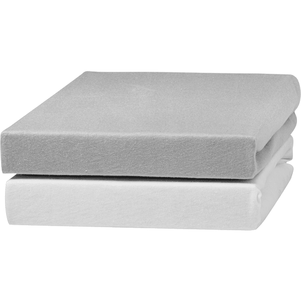 urra Jersey spännlakan 2-pack 40 x 90 cm vitt/grått