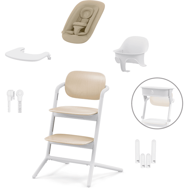 cybex GOLD Hochstuhl Lemo 4 in 1 Set Sand White inklusive Learning Tower