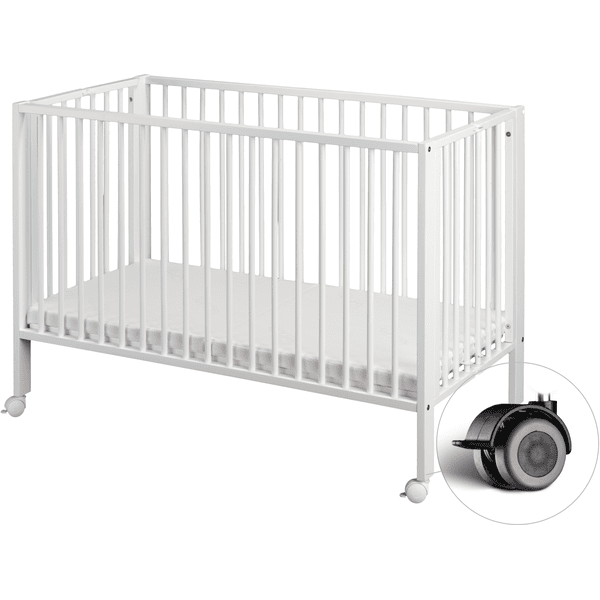 Lit bébé à barreaux Trevi blanc et bois (60 x 120 cm)