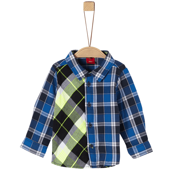 s. Olive r Shirt met blauwe ruit