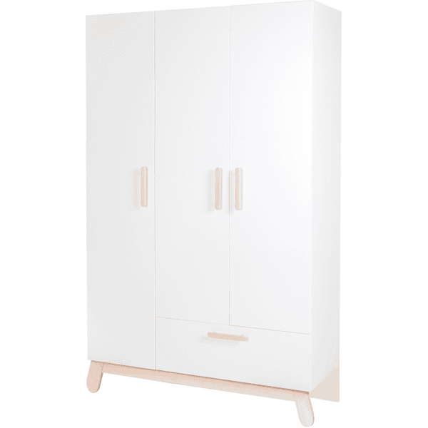 Armoire pour enfant 3 portes et 2 tiroirs Hatea L133cm Bois Blanc