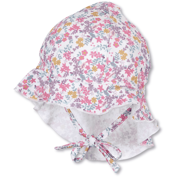 Sterntaler Peaked cap met nekbescherming bloemen ecru 