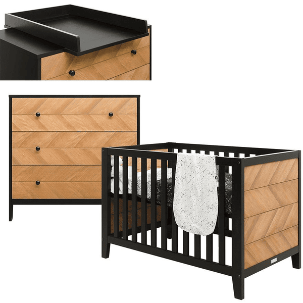 Bopita Babykamer Job 2-delig 60 x 120 cm vintage honing met commode
