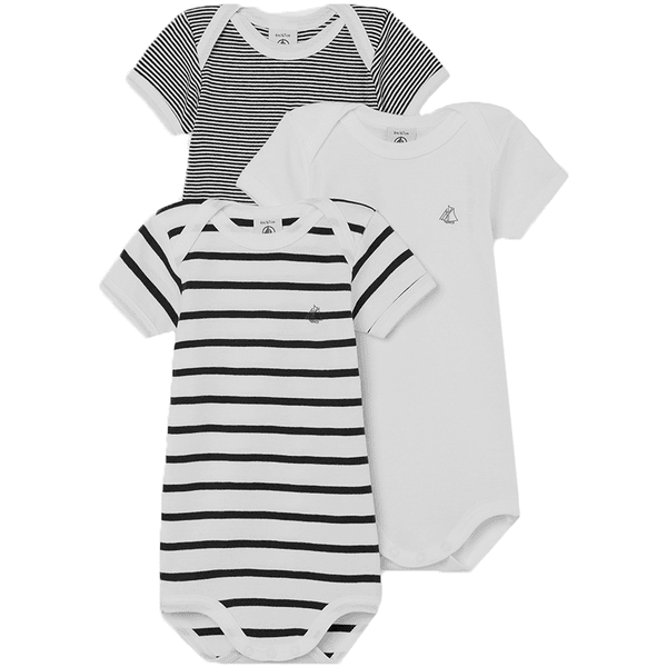 Petit Bateau Bodies 3er Pack weiß/ gestreift 