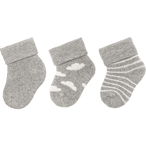 Sterntaler Lot de 3 chaussettes premier âge nuages gris clair mélangé 