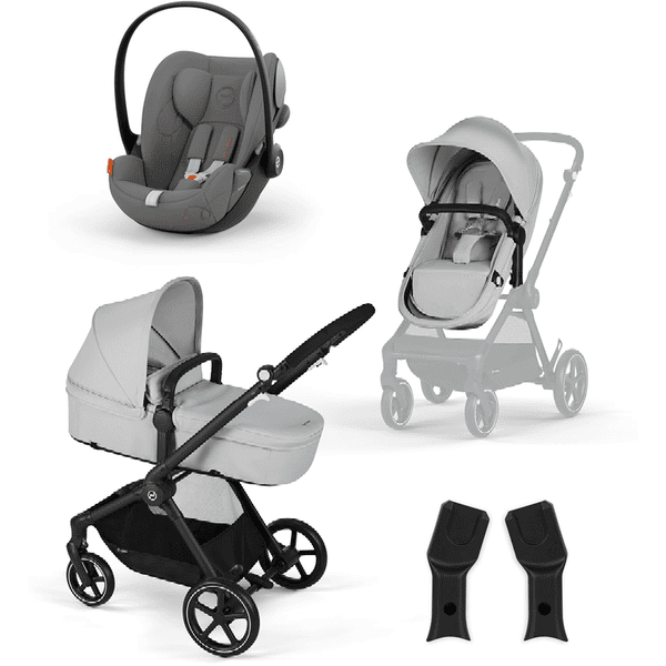 cybex GOLD Kinderwagen EOS Black Lava Grey inklusive Babyschale Cloud G i-Size Lava Grey und Adapter