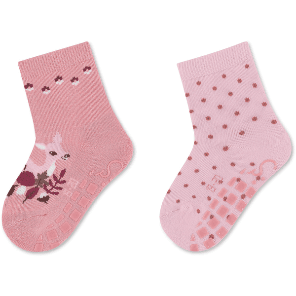 Sterntaler ABS sokker dobbel pakke fawn og rosa prikker