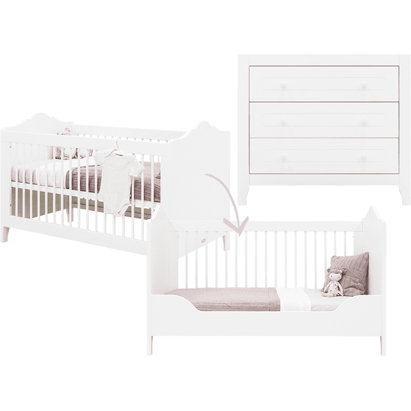 Bopita Babyzimmer Evi 2-teilig 70 x 140 cm umbaubar weiß