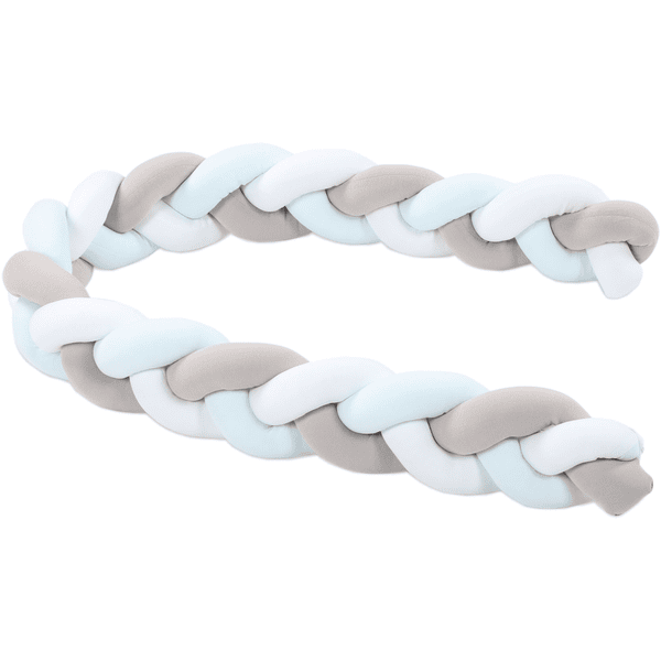 babybay® Nestchenschlange Zopfmuster weiß/beige/aqua 200 cm