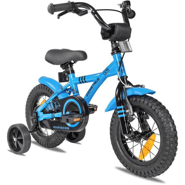 PROMETHEUS BICYCLES® BLUE HAWK Kinderfahrrad 12" in Blau & Schwarz ab 3 Jahre mit Stützräder