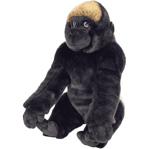 Teddy HERMANN® Peluche gorille des montagnes assis noir, 35 cm