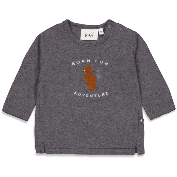 Feetje Langarmshirt Adventure Griddly Bear Antraciet Melange