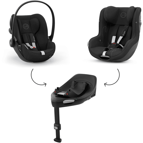 cybex GOLD Kindersitz Set Reboarder Sirona G inklusive Babyschale Cloud G inklusive Basisstation Base G Moon Black