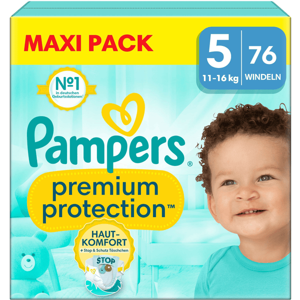 Pampers Protection Junior Pieluszki Premium, rozmiar 5, 11-16 kg, opakowanie maxi (1x 76 pieluszek)