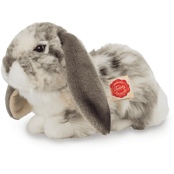 Anima - Peluche lapin blanc brun couché 24 cm, Livraison Gratuite 24/48h